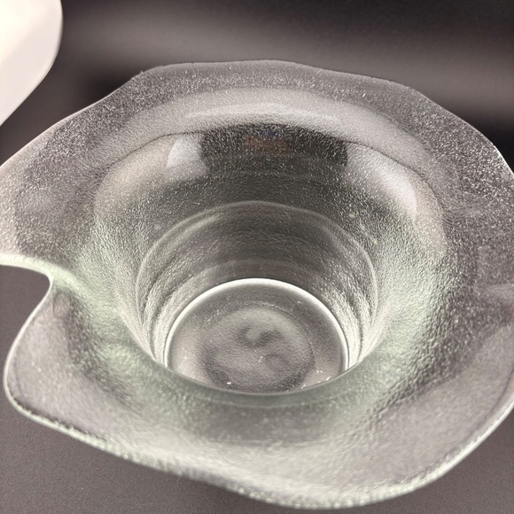 Pilgrim Glass Vintage Frosted Clear Crystal Art Glass Flower Candle Holder - Picture 3 of 6